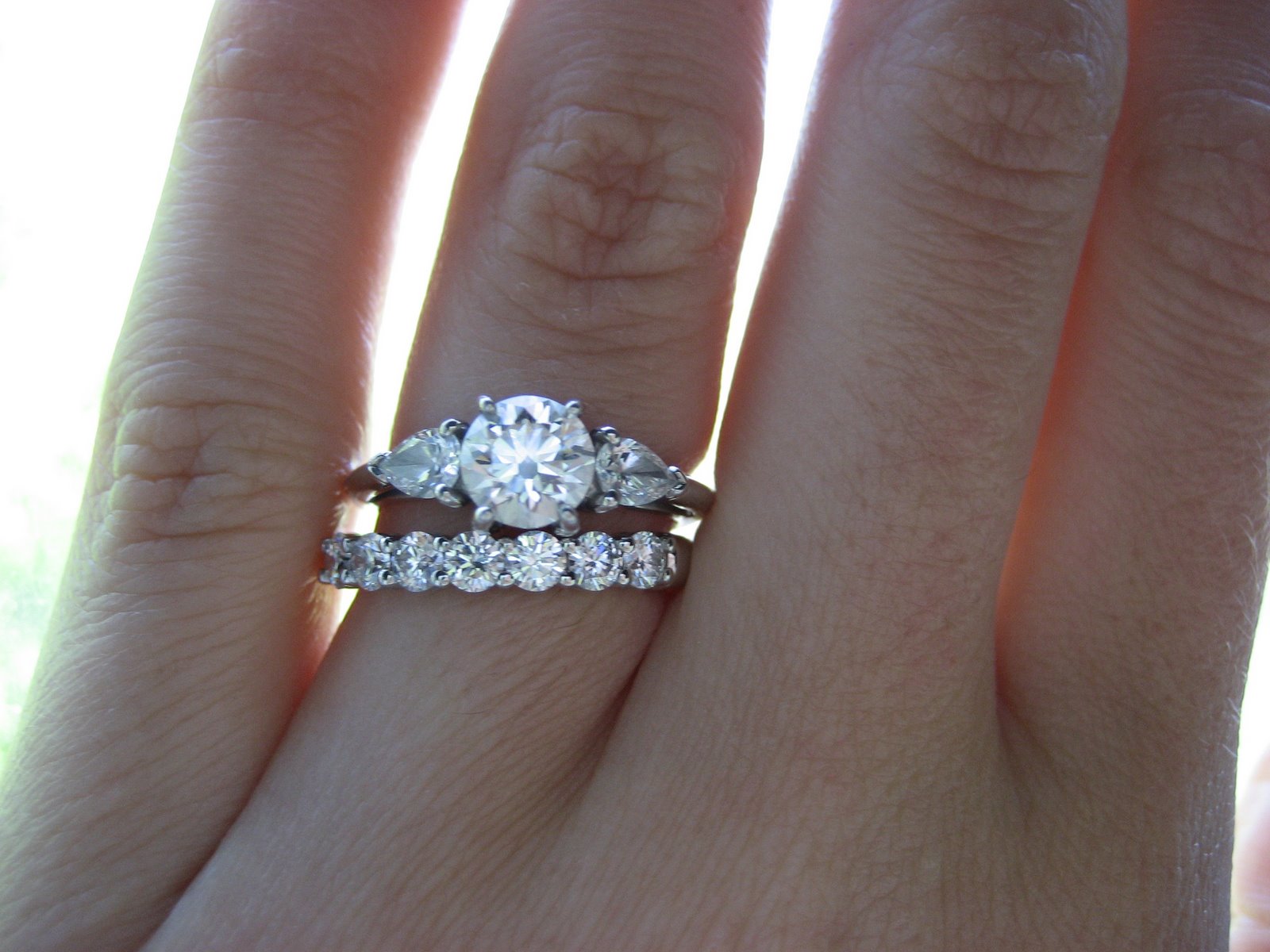 Wedding rings with engagement